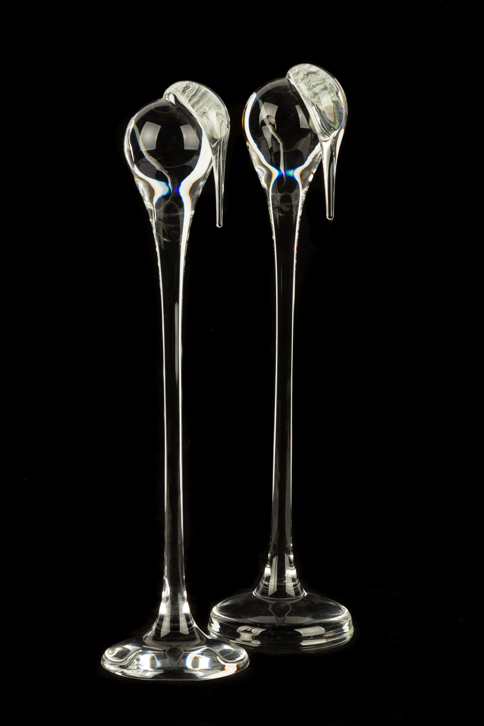 PAIR OF STEUBEN STORKS 20th