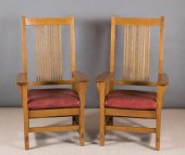PAIR OF STICKLEY OAK SPINDLE A