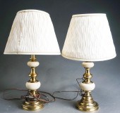 PAIR OF STIFFEL BRASS AND PORC