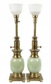 PAIR OF STIFFEL GREEN-GLAZED P