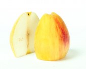 PAIR OF STONE APPLE HALVES.  A