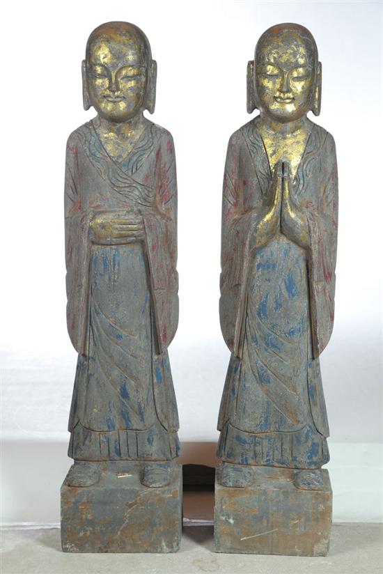PAIR OF STONE STATUES.  Asian  20th