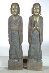 PAIR OF STONE STATUES.  Asian
