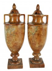 PAIR OF STONE URN-FORM TABLE L