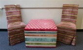 PAIR OF STRIPE UPHOLSTERED HIG