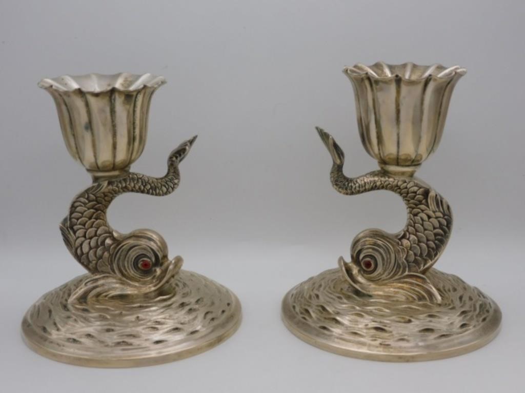 PAIR OF STYLIZED STERLING SILVER