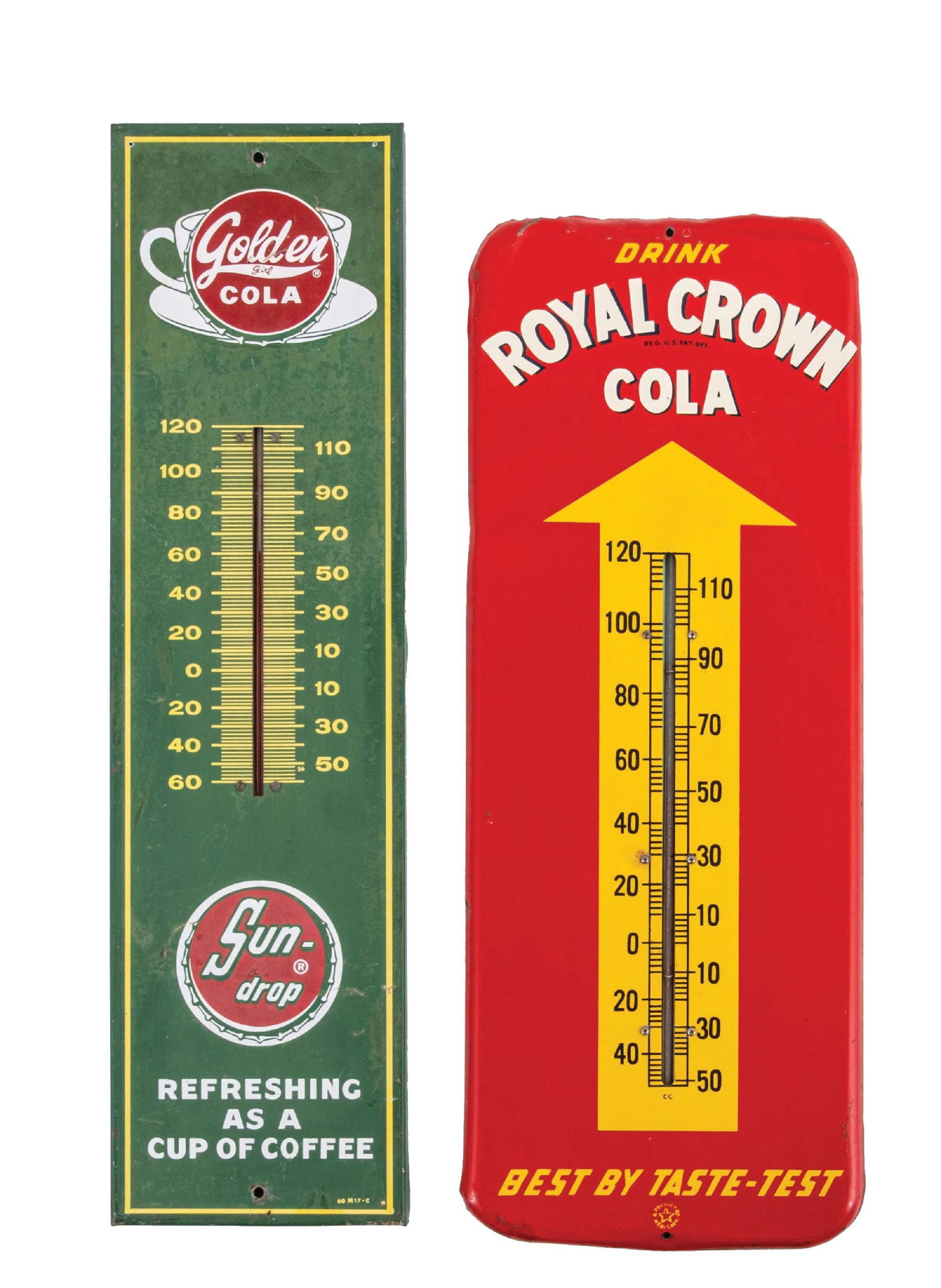 PAIR OF SUN DROP & ROYAL CROWN COLA