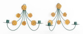 PAIR OF SUNFLOWER TOLE PEINTE