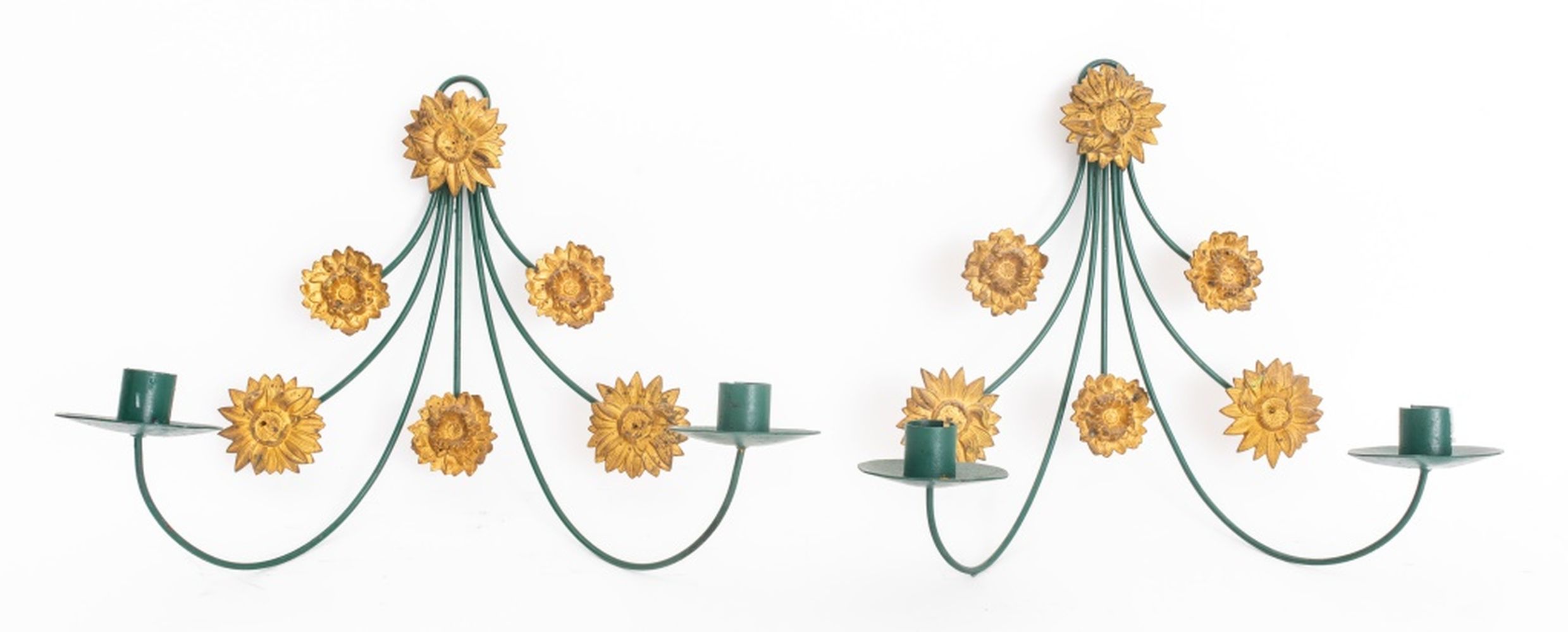 PAIR OF SUNFLOWER TOLE PEINTE