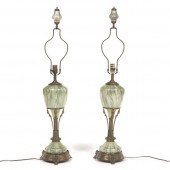 PAIR OF SWIRLED GLASS LAMPS 40