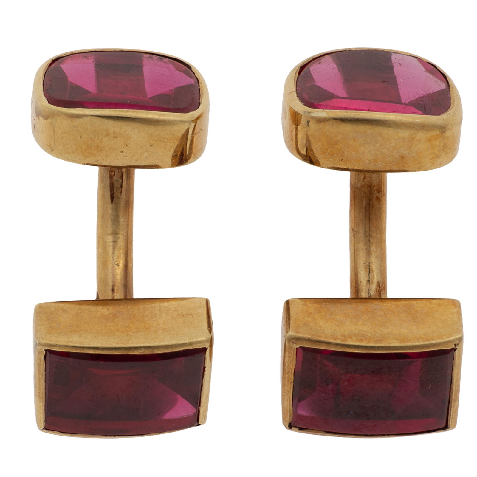 PAIR OF SYNTHETIC RUBY, 14K