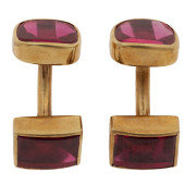 PAIR OF SYNTHETIC RUBY, 14K YE