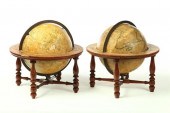 PAIR OF TABLE-TOP GLOBES.  Mer