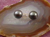 PAIR OF TAHITIAN PEARL AND GOL
