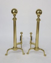 PAIR OF TALL BALL TOP BRASS AN
