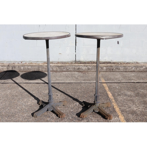 Pair of tall bar tables with iron
