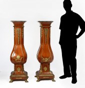 PAIR OF TALL BOMBE PEDESTALS: