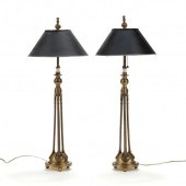 PAIR OF TALL BRASS TABLE LAMPS