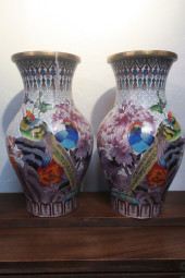 PAIR OF TALL CHINESE CLOISONNE