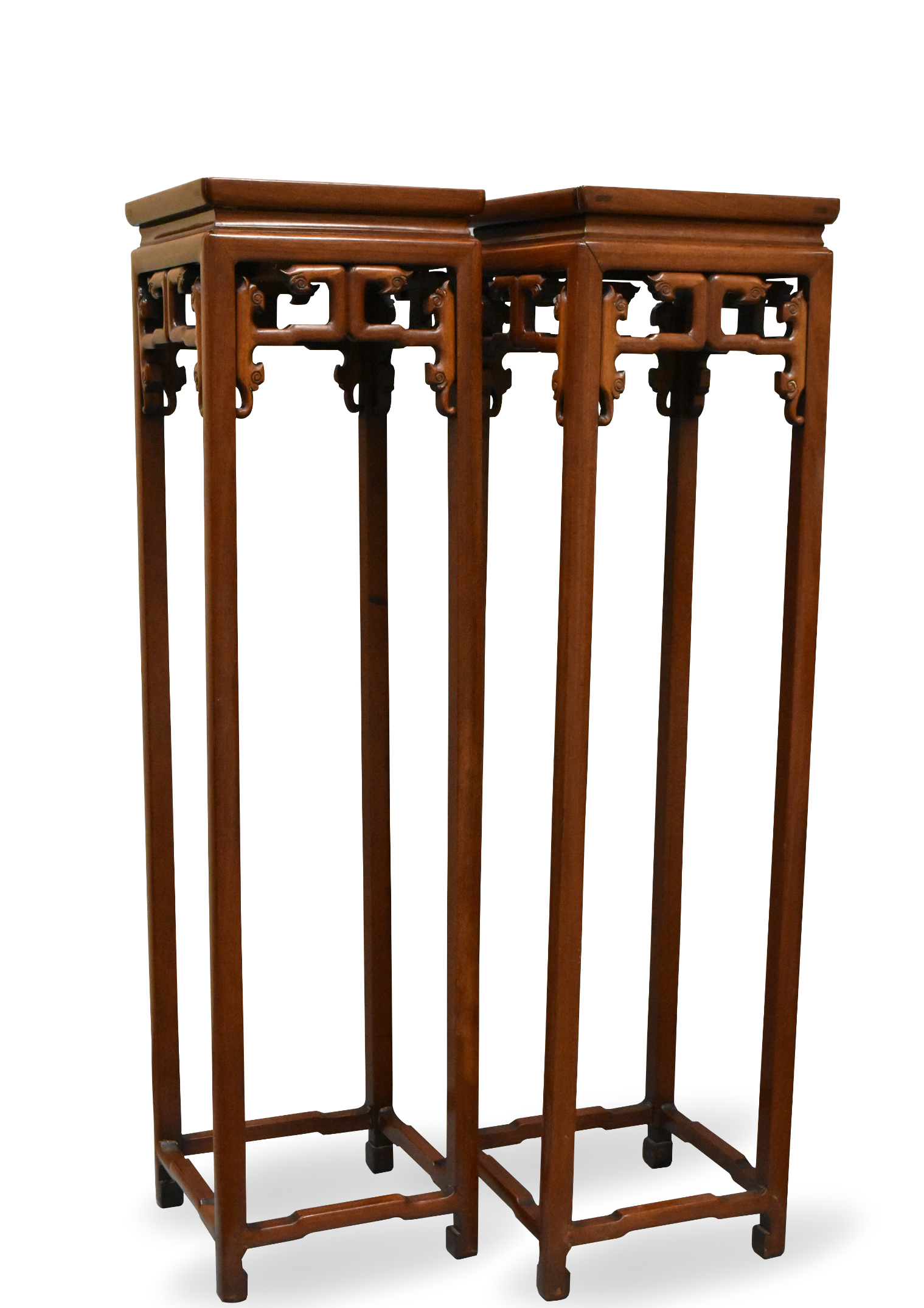 PAIR OF TALL CHINESE WOOD STANDS,