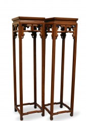 PAIR OF TALL CHINESE WOOD STAN