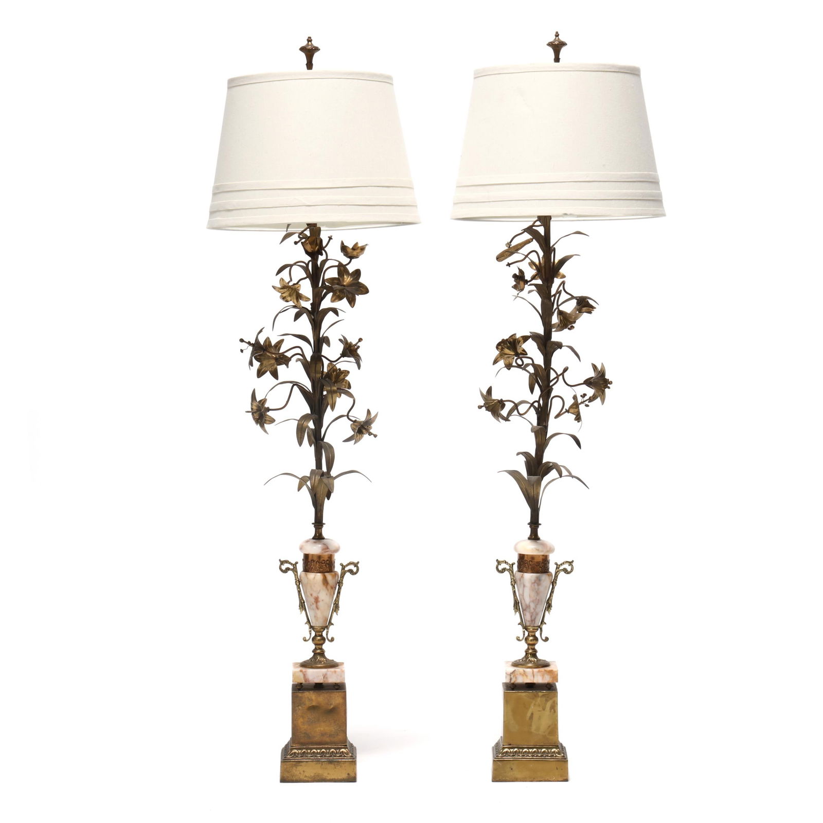PAIR OF TALL CONTINENTAL MARBLE AND