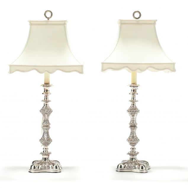 PAIR OF TALL ENGLISH SILVERPLATE