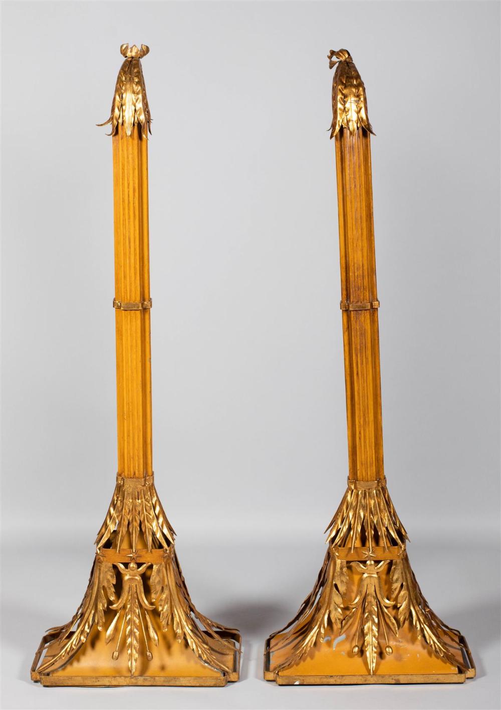 PAIR OF TALL GOLD PAINTED