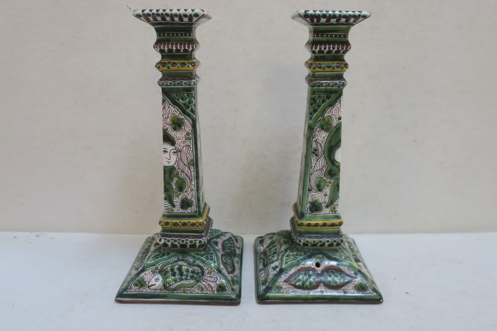 PAIR OF TALL PORCELAIN CANDLESTICKS