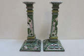 PAIR OF TALL PORCELAIN CANDLES