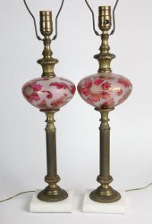 PAIR OF TALL RUBY CUT TO CLEAR