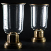 PAIR OF TALL RUSSIAN BRASS-MOU