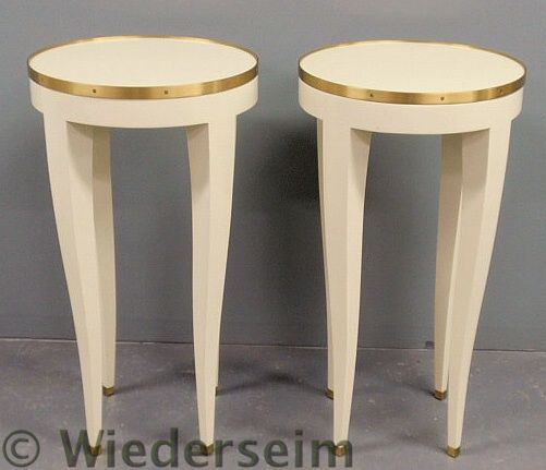 Pair of tall white round top side