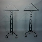 PAIR OF TALL WROUGHT-IRON TORC