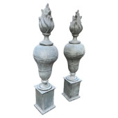 PAIR OF TALL ZINC FINIALS, 19T