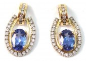 PAIR OF TANZANITE AND DIAMOND