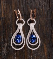 PAIR OF TANZANITE AND DIAMOND
