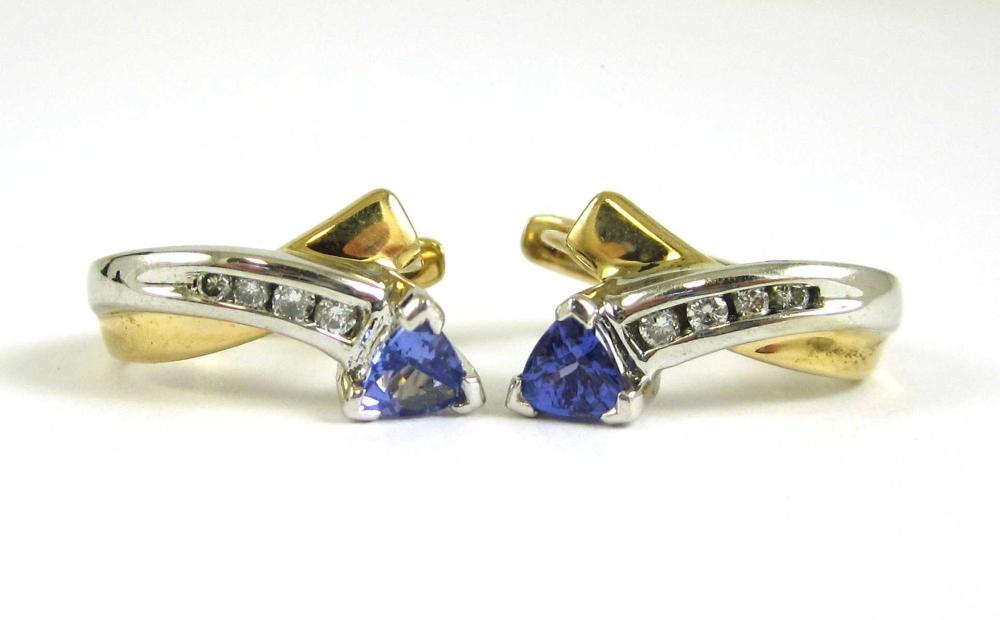 PAIR OF TANZANITE AND DIAMOND