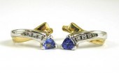 PAIR OF TANZANITE AND DIAMOND