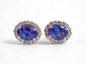 PAIR OF TANZANITE AND DIAMOND