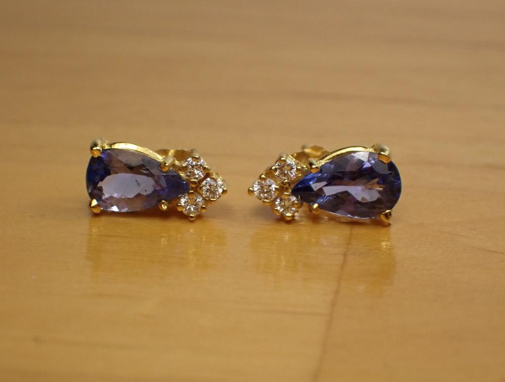 PAIR OF TANZANITE AND DIAMOND