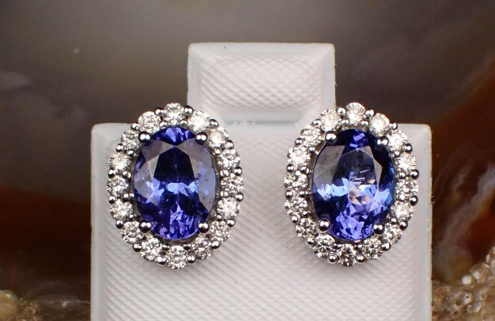 PAIR OF TANZANITE AND DIAMOND