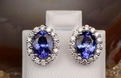 PAIR OF TANZANITE AND DIAMOND