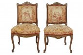 PAIR OF TAPESTRY-COVERED SIDE
