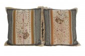 PAIR OF TAPESTRY FRAGMENT PILL