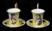 PAIR OF TEACUPS AND SAUCERS DE