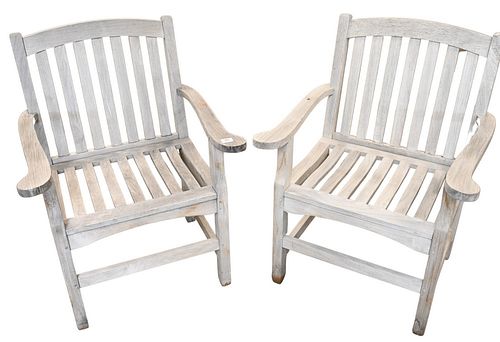 PAIR OF TEAK ARMCHAIRS, BY