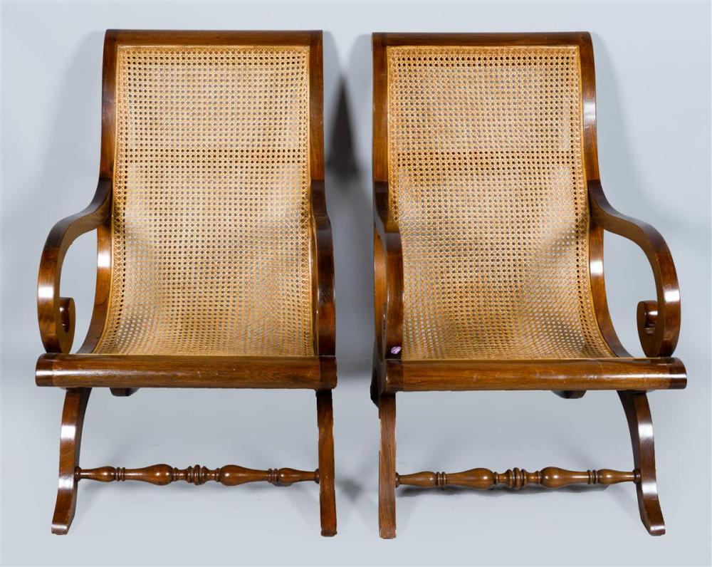 PAIR OF TEAK BUTACA OPEN ARMCHAIRS,