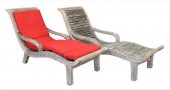 PAIR OF TEAK LOUNGES, HAVING S