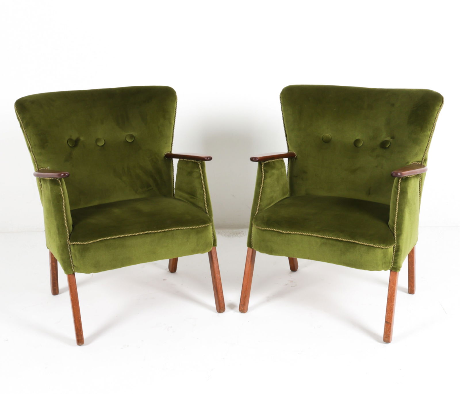 PAIR OF TEAK & MOHAIR DANISH LOUNGE
